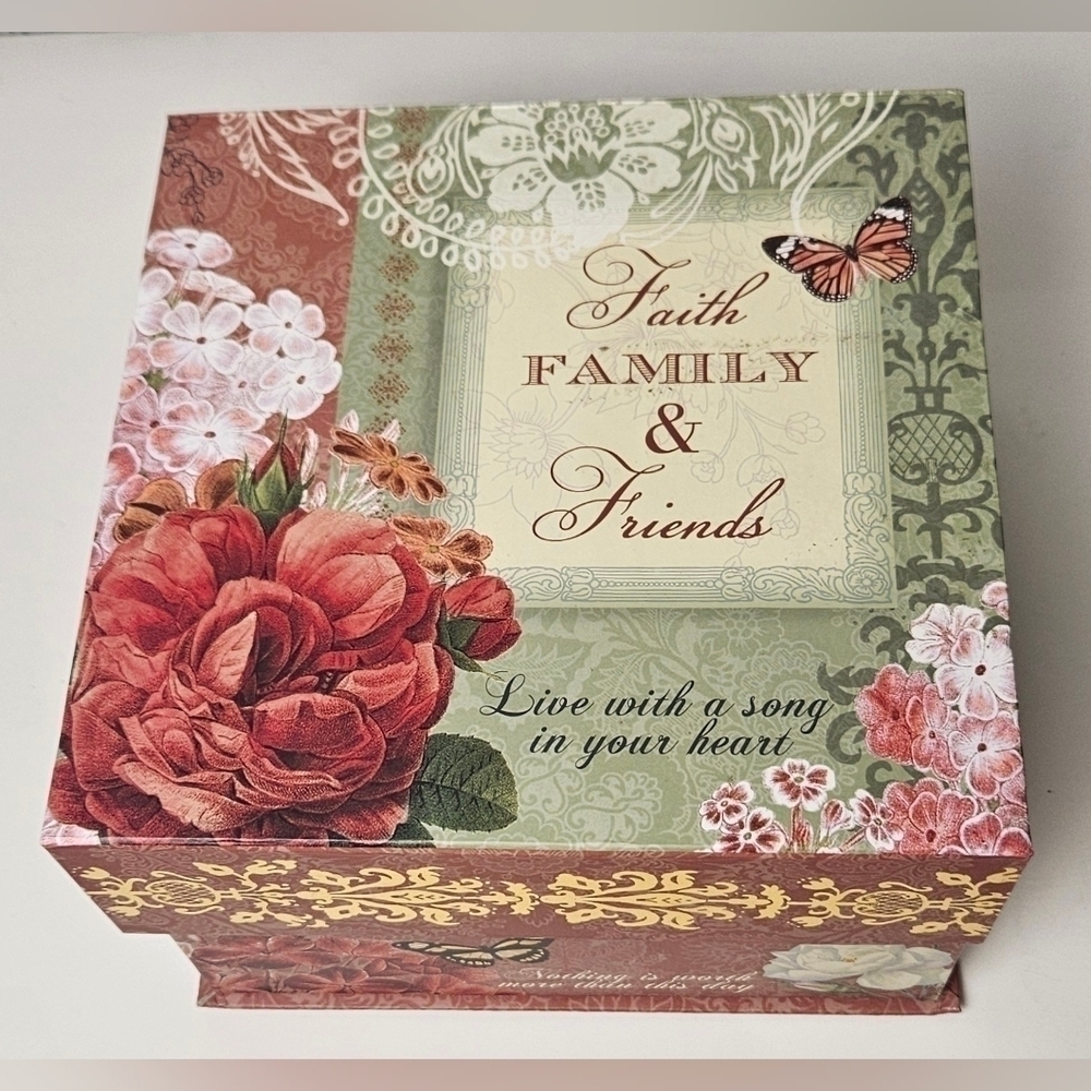 Abbington Park Faith Family & Friends Keepsake Memory Storage Box Floral